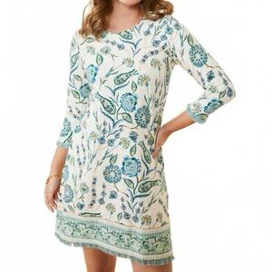 Spartina 449 XXL Hamilton Jacobean Island Fringe Mini Dress Made in Peru